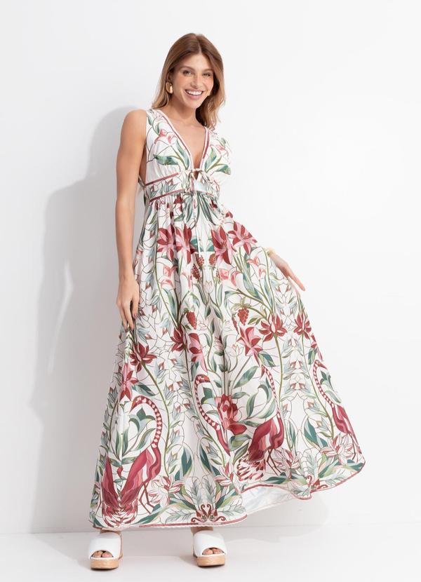 Vestido Longo Jardim Vitral Bege