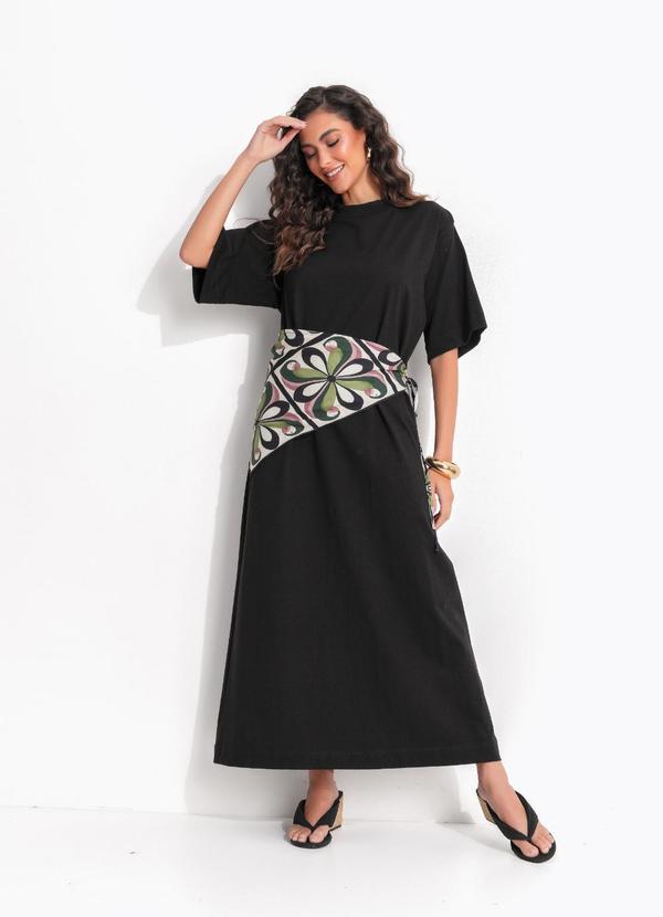 Vestido Longo Lenço Ararinha Preto
