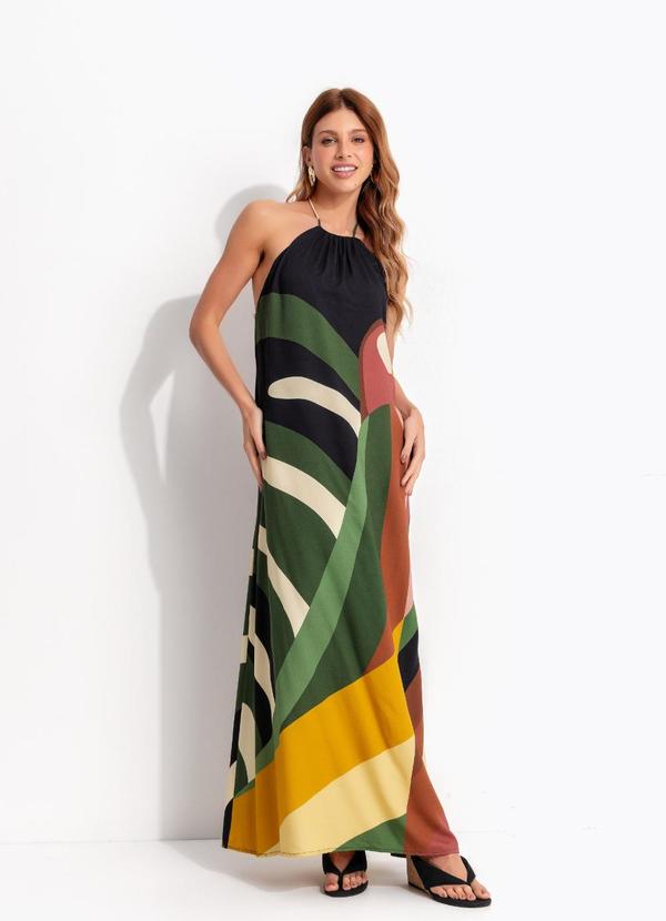 Vestido Longo Listra Arara Preto