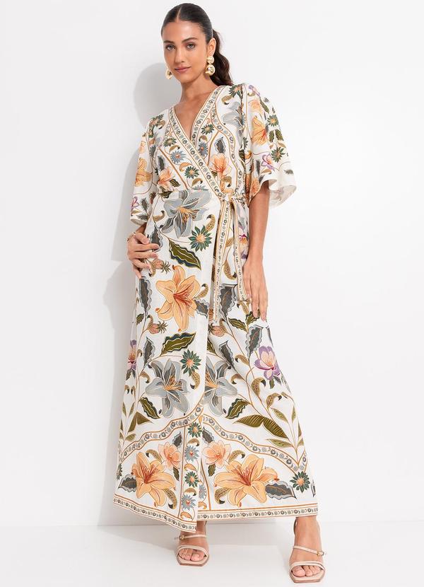 Vestido Longo Manga Marcelle Bege