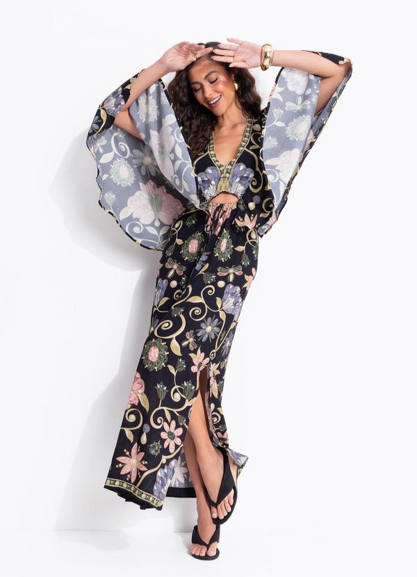 Vestido Longo Manga Petra Preto