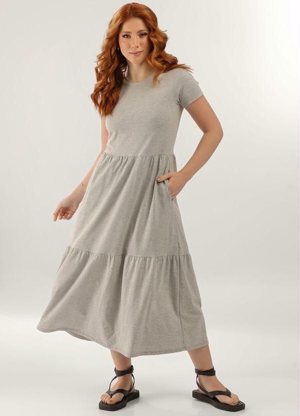 Vestido Longo Marias Cinza