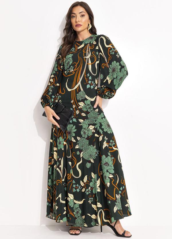 Vista 2 Vestido Longo Mg Beatrice Floral Verde FARM FARM