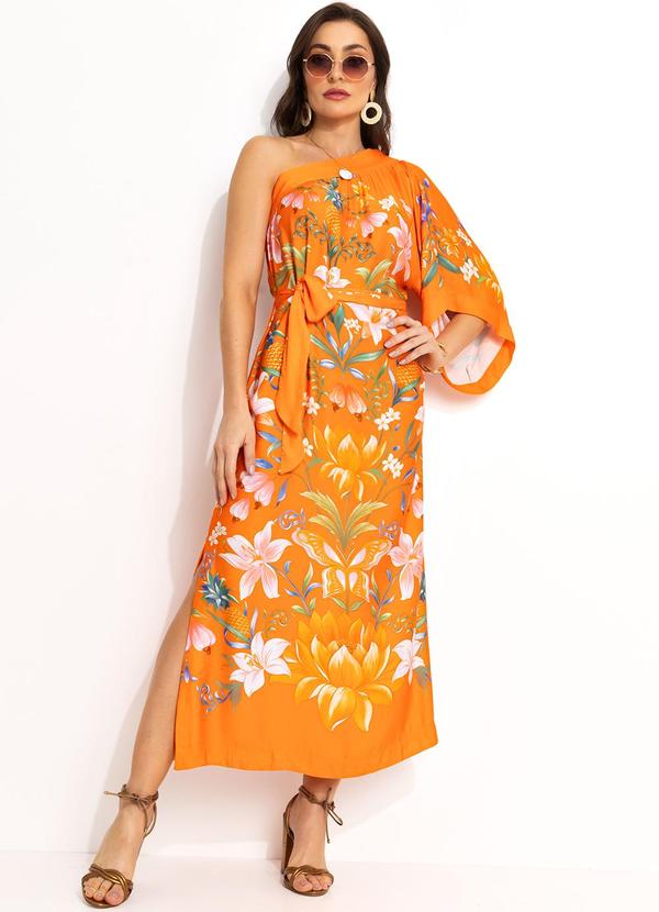 Vestido Longo Ombro Só em Viscose Laranja