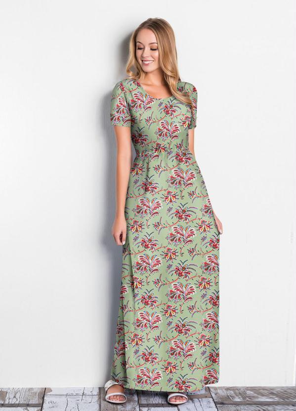 Vista 2 Vestido Longo Paisley Verde Rosalie Rosalie