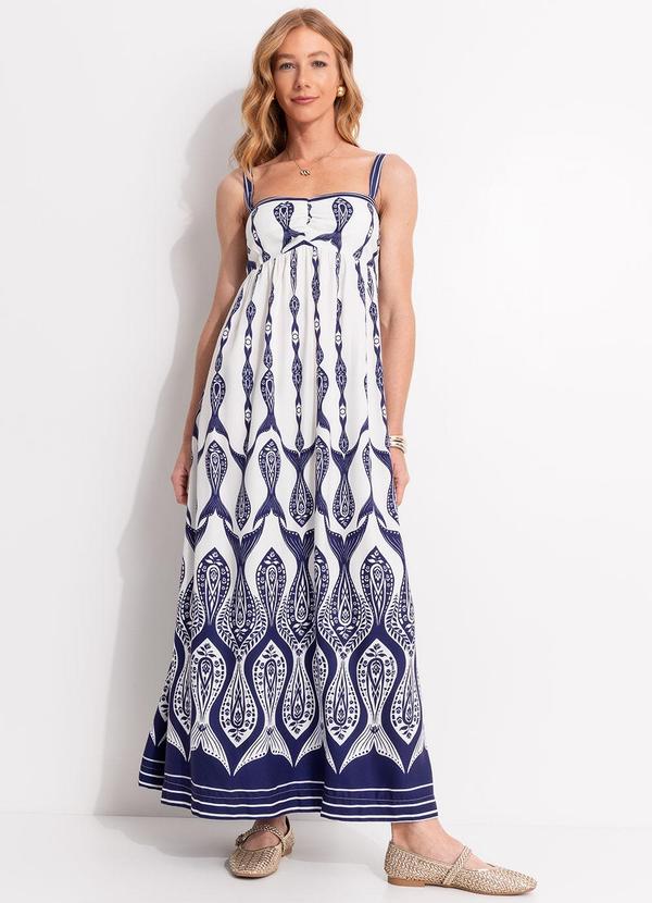 Vestido Longo Peixe Correnteza Off White