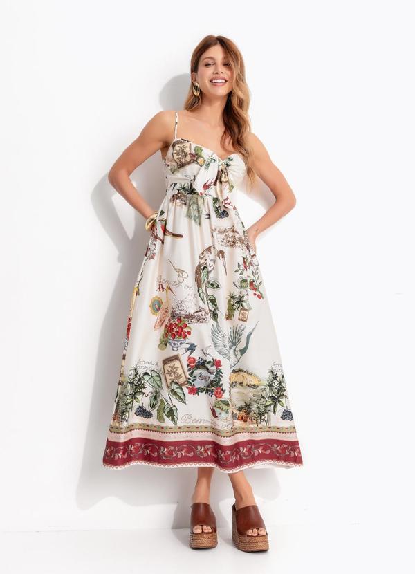 Vestido Longo Poesia Bege