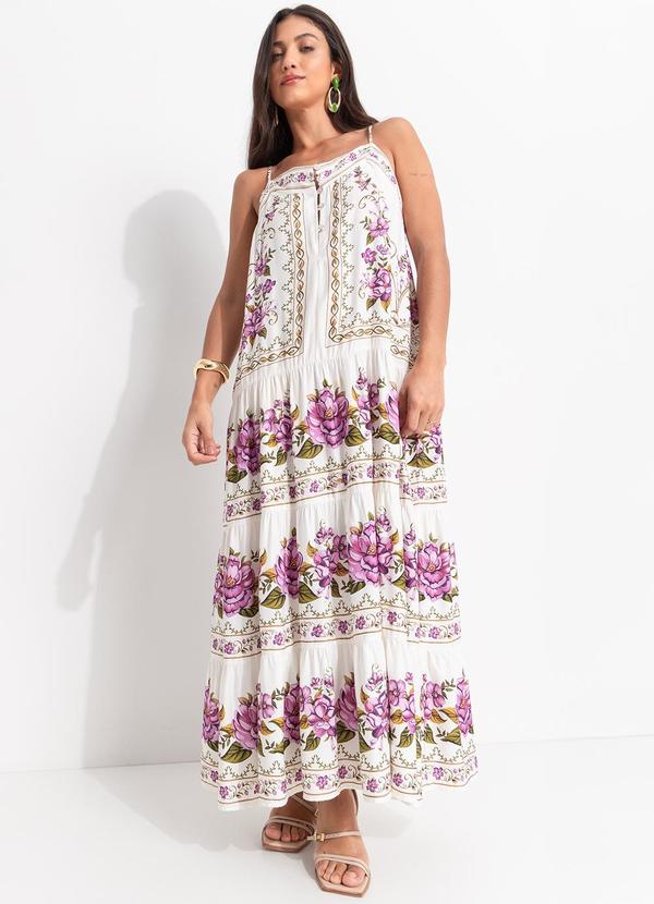 Vista 2 Vestido Longo Poesia de Flor Off White FARM FARM