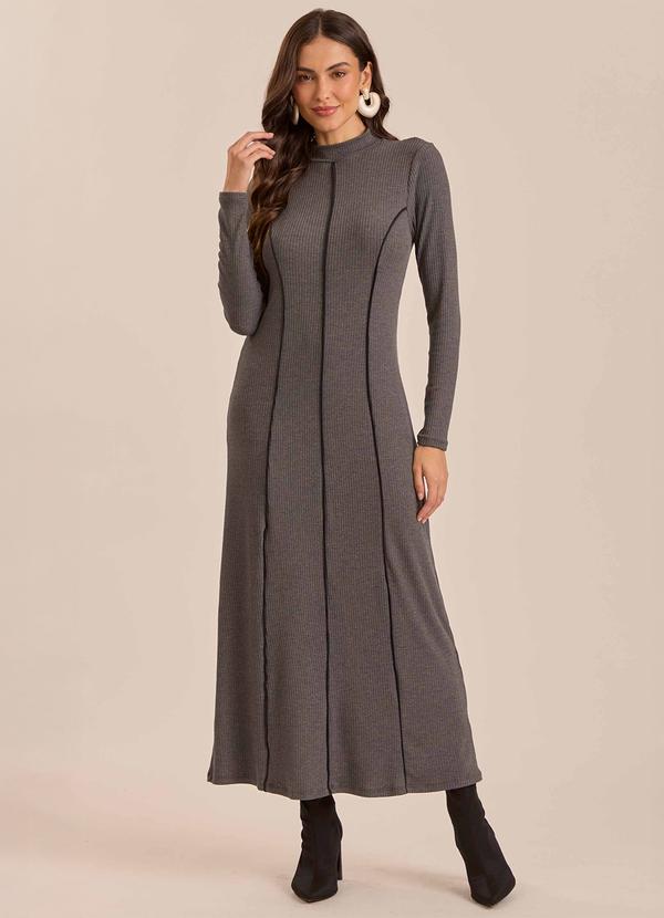Vestido Longo Retrô Glam em Ribana Cinza