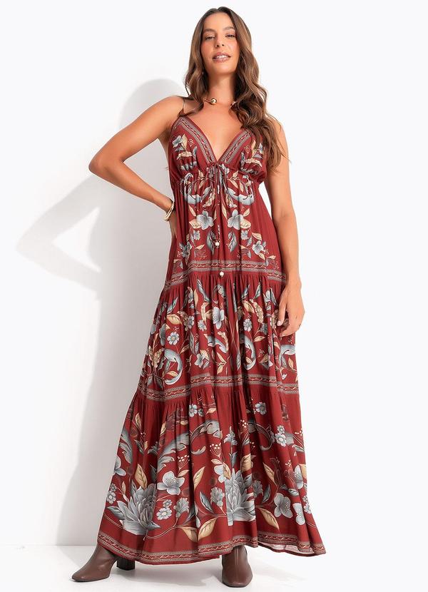 Vestido Longo Retropico Vermelho