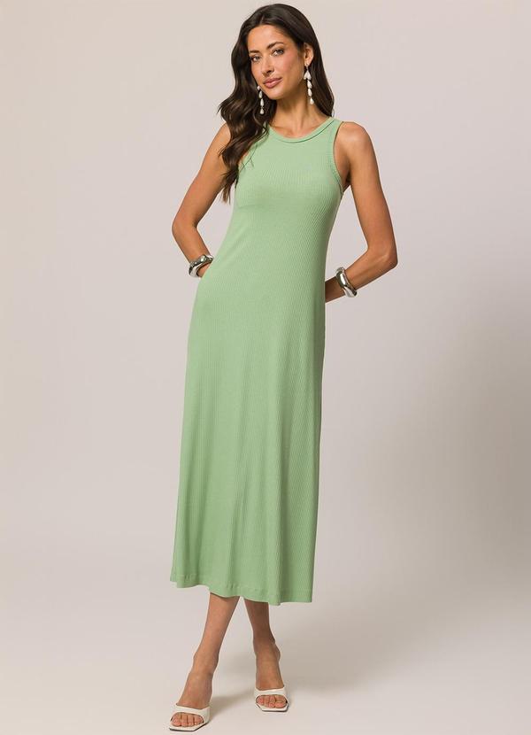 Vestido Longo sem Manga em Ribana Verde