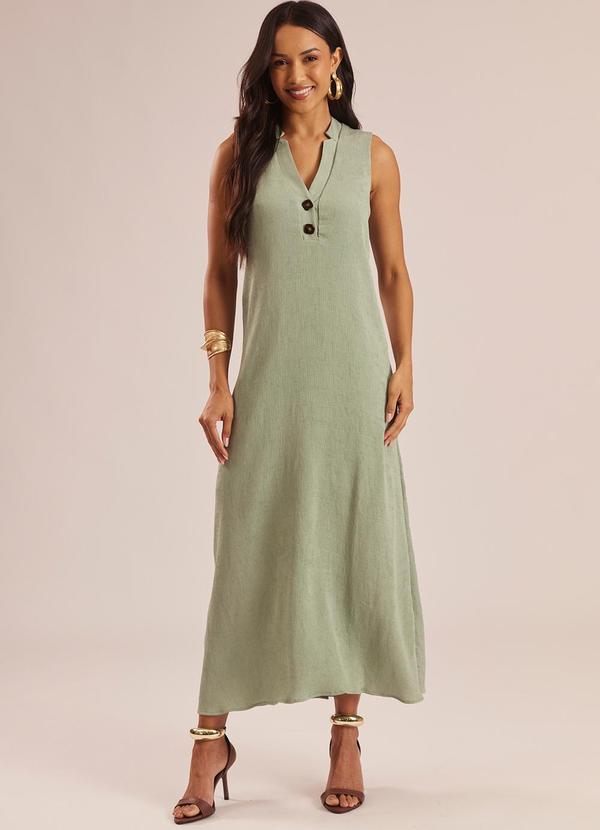 Vestido Longo sem Mangas Verde