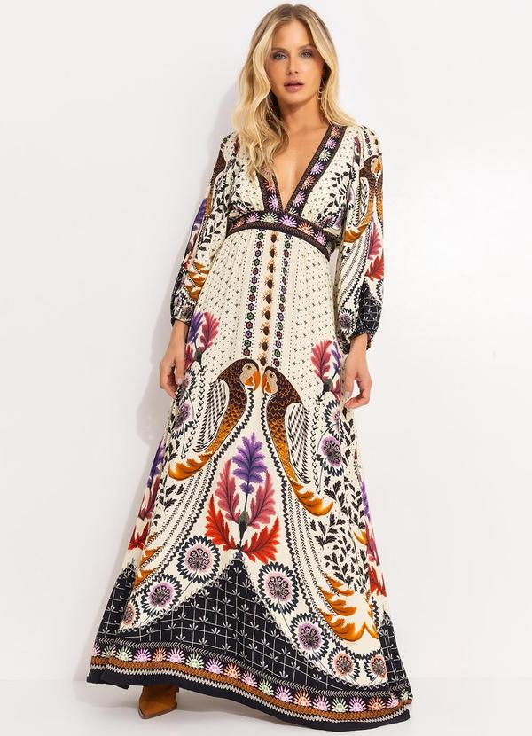 Vista 2 Vestido Longo Tapete de Arara Bege FARM FARM