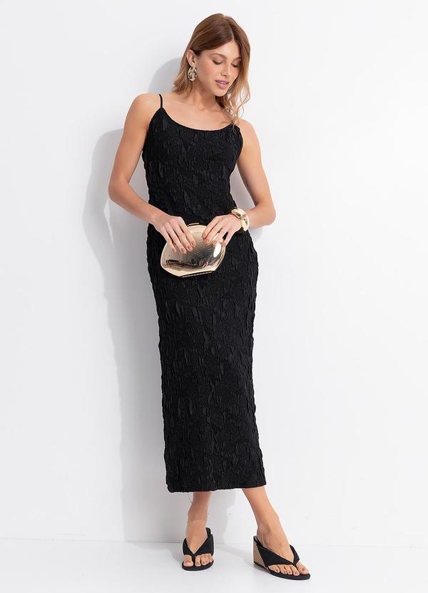 Vestido Longo Textura Preto
