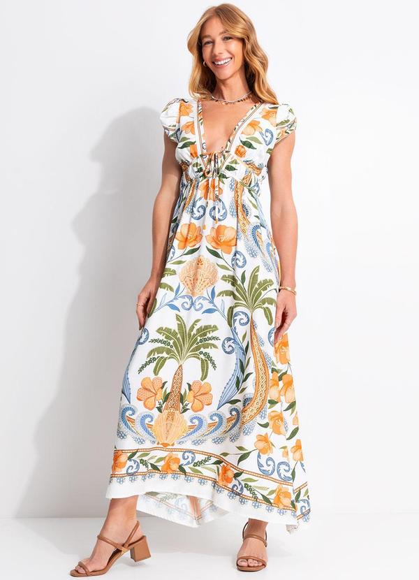 Vista 2 Vestido Longo Tina Bege FARM FARM