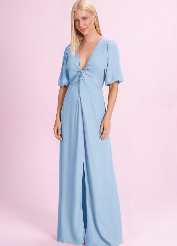Vestido Longo Viscose Azul