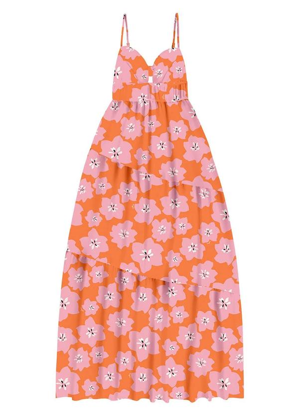 Vista 2 Vestido Longo Viscose Laranja Angel Angel