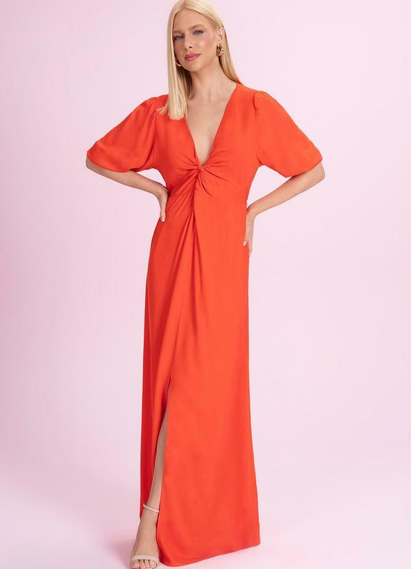 Vestido Longo Viscose Laranja