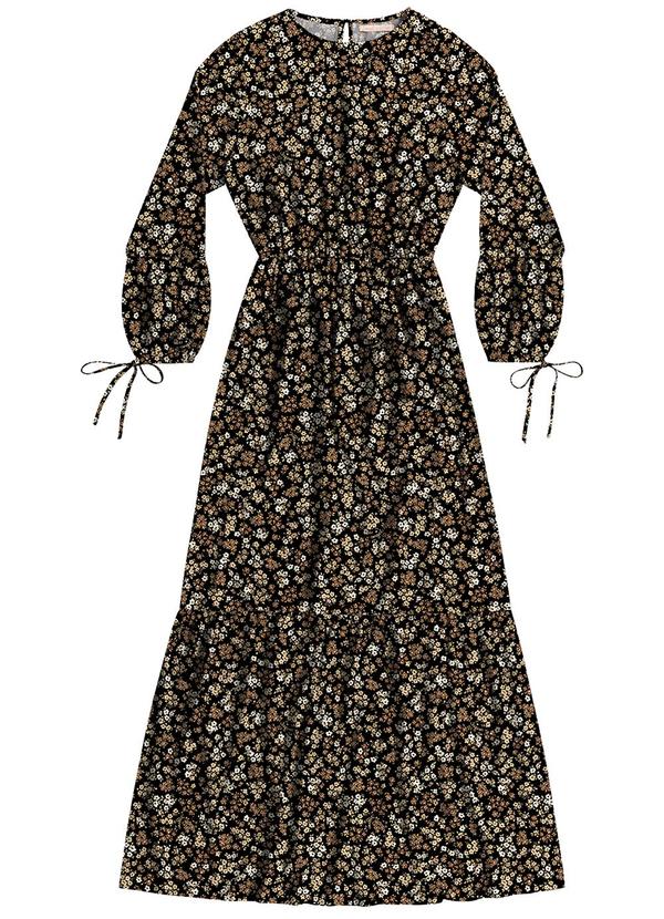 Vestido Longo Viscose Lurex Preto