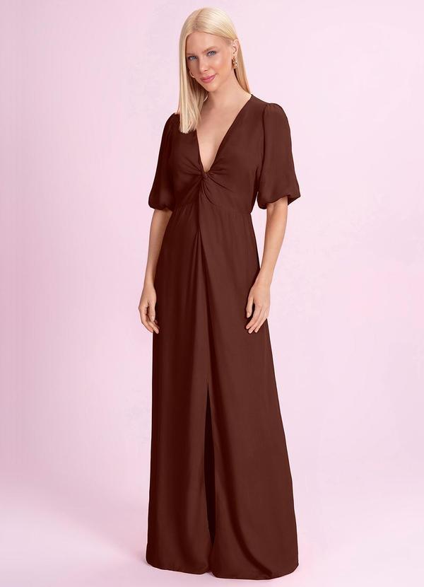 Vestido Longo Viscose Marrom