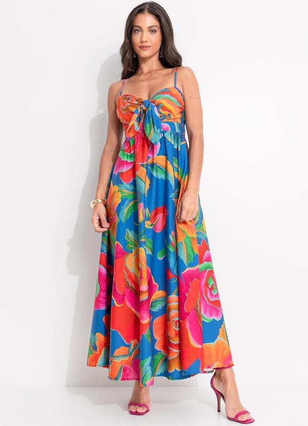 Vista 2 Vestido Marias Rosas Pintadas Azul FARM FARM