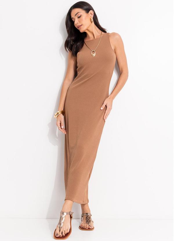 Vestido Marrom em Malha Anarruga
