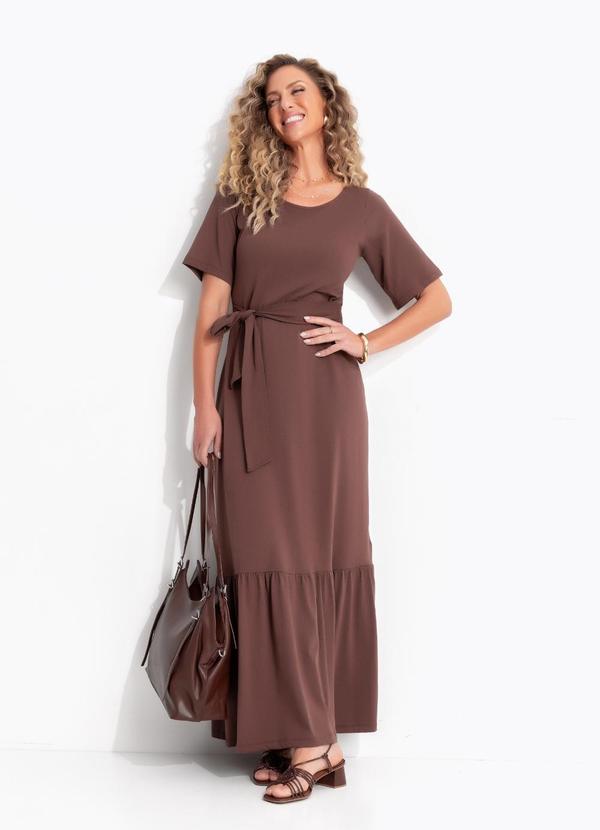 Vestido Marrom em Malha de Algodão