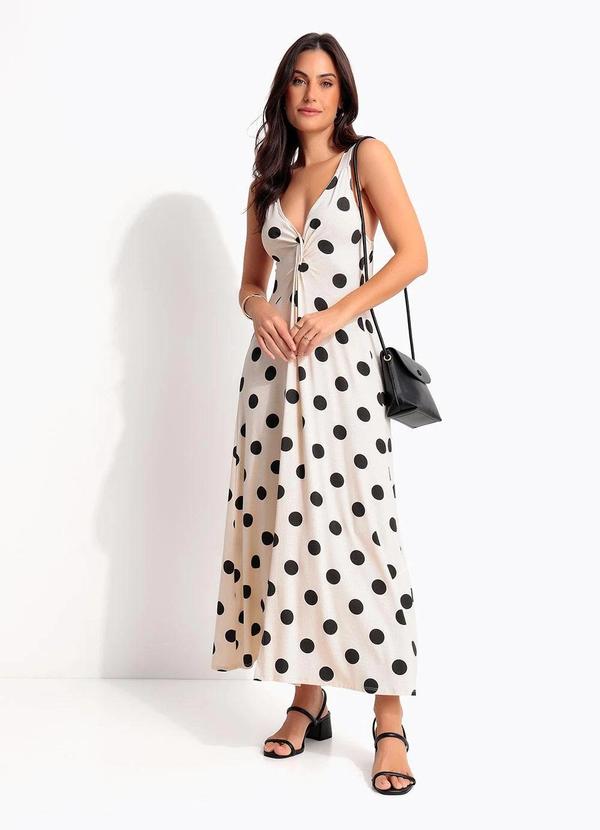 Vestido Poá em Malha de Viscose