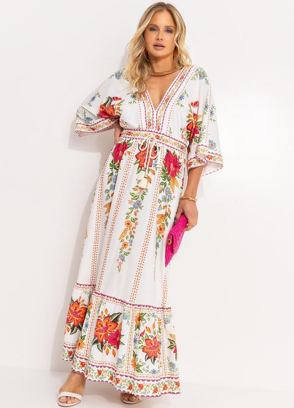 Vestido Midi Delicadeza em Flor Off White