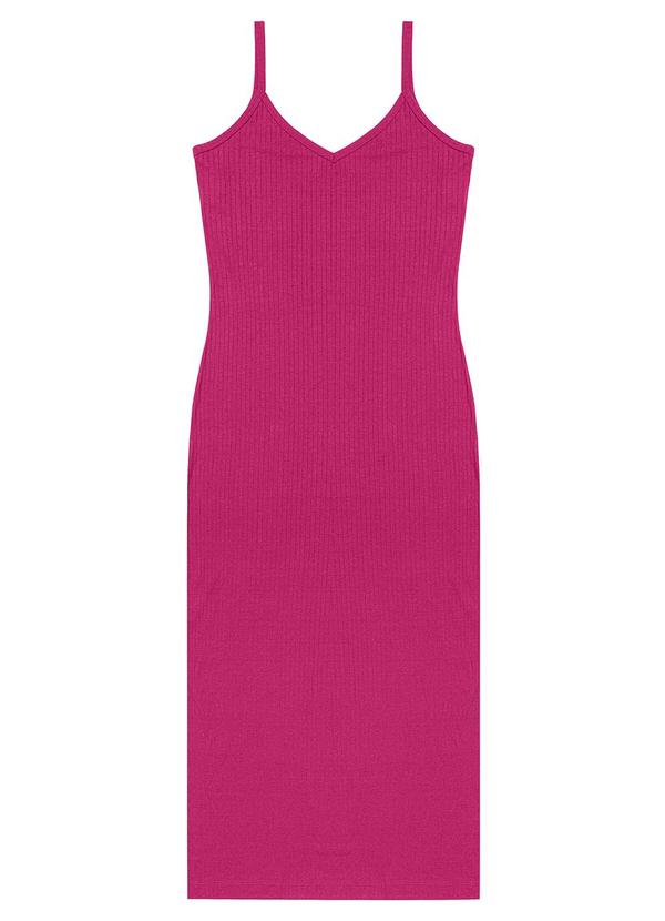 Vestido Midi em Ribana Canelada Rosa
