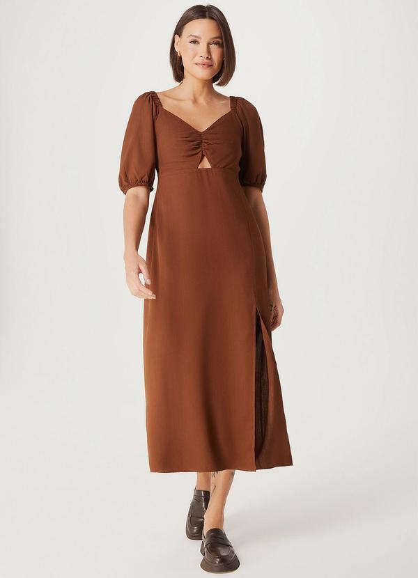 Vestido Midi Fem Marrom Escuro