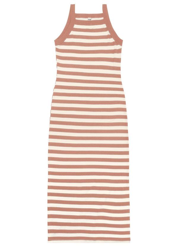 Vestido Midi Feminino em Ribana Marrom