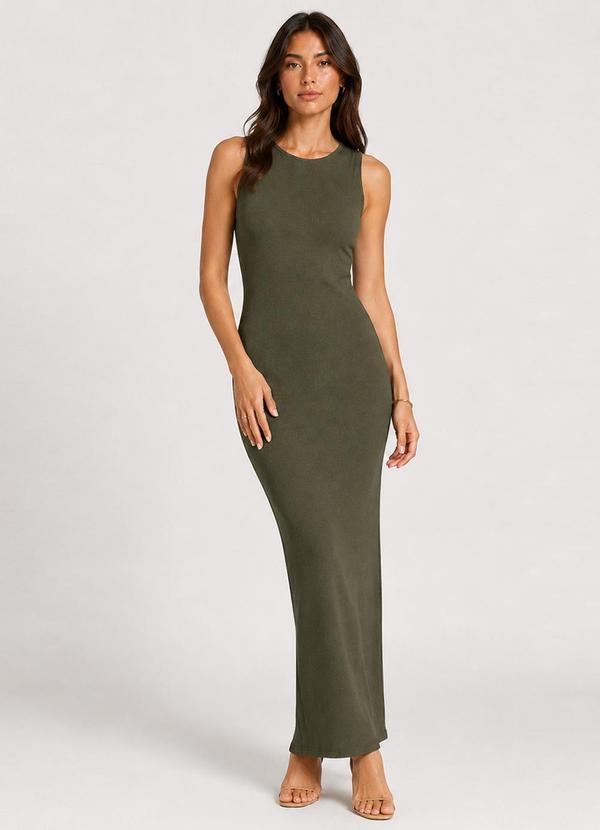 Vestido Midi Feminino em Ribana Verde
