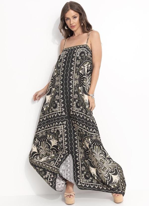 Vestido Midi Lenço Onça Mística Verde