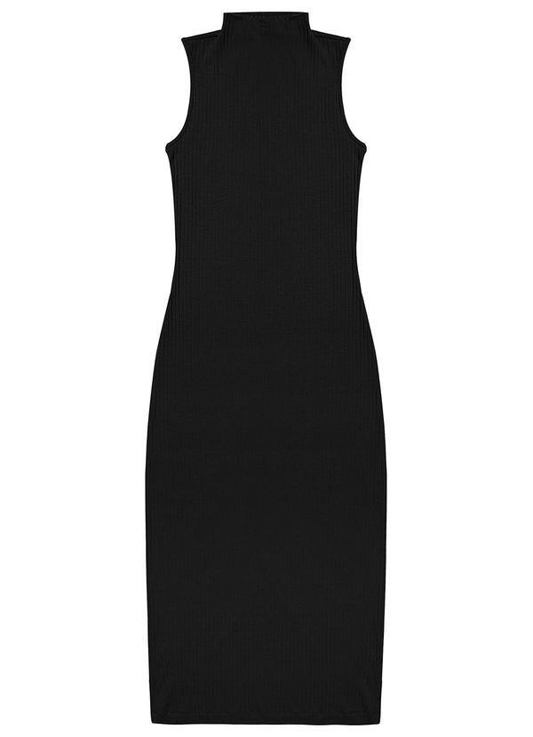 Vista 2 Vestido Midi Ribana Canelada Preto Rovitex Rovitex