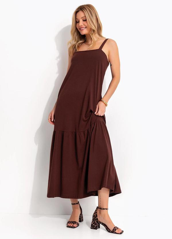 Vestido Marrom em Malha de Algodão
