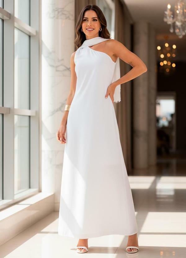Vestido Off White em Chiffon