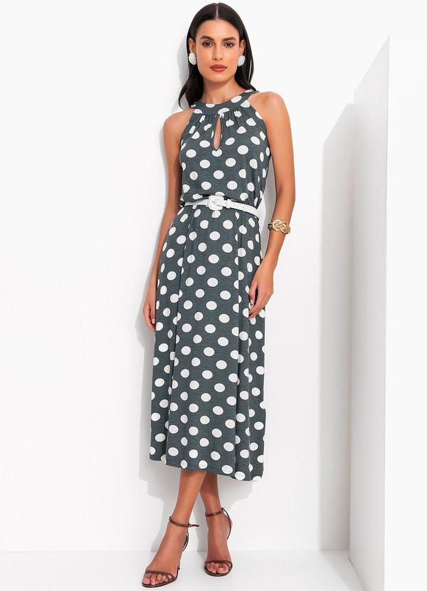 Vestido Poá Grafite em Malha de Viscose