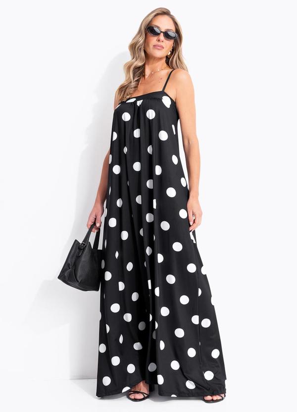 Vestido Poá Grande Preto em Malha Fria