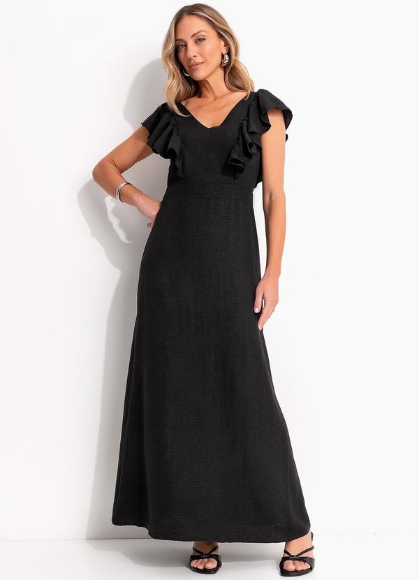 Vestido Preto em Crepe Plano