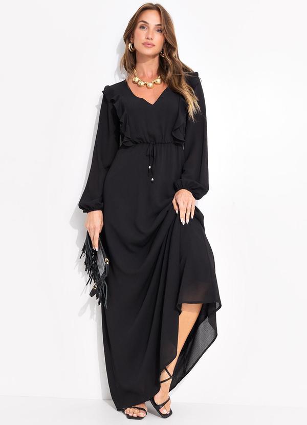 Vestido Preto em Crepe Plano