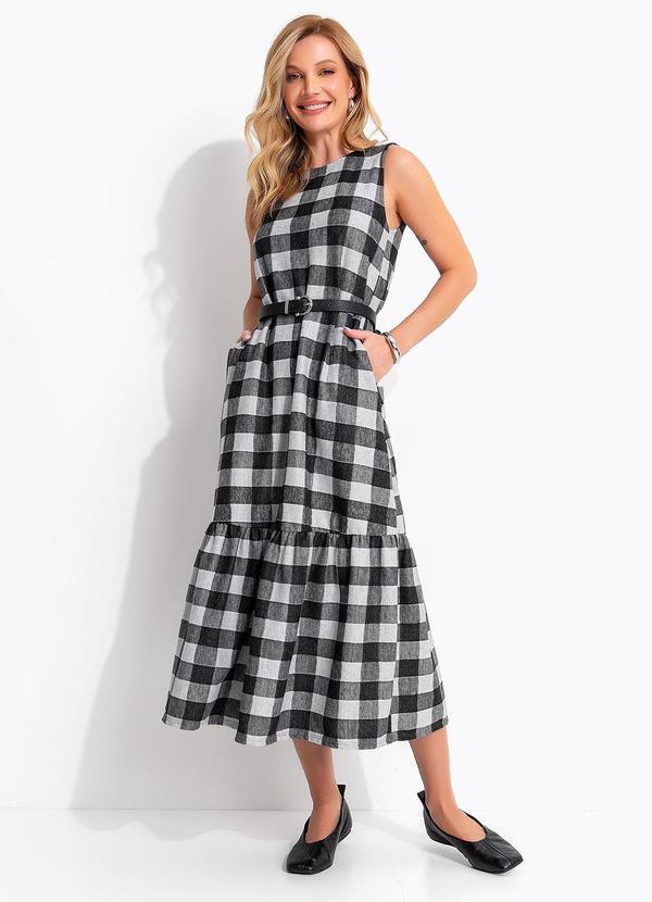 Vestido Xadrez Vichy em Malha Flanela