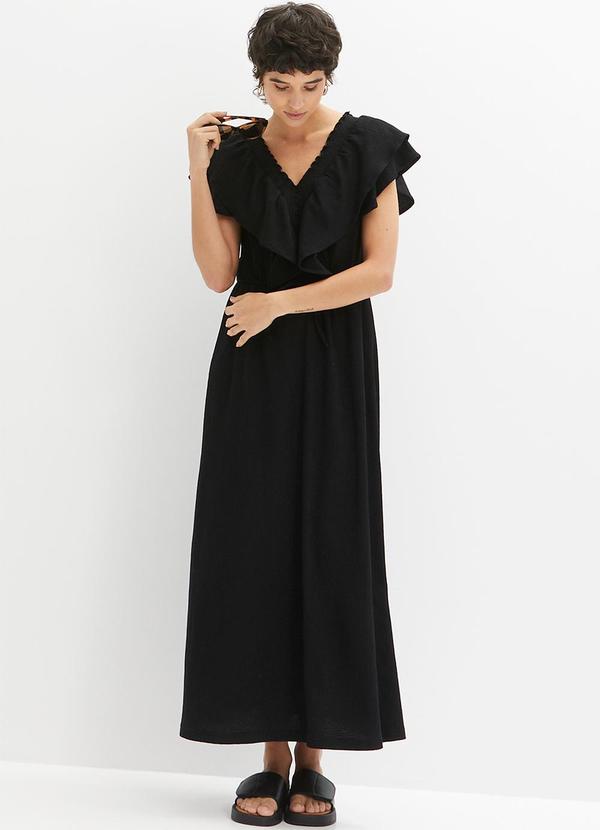 Vestido Preto em Malha Texturizada