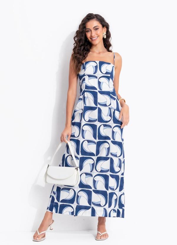 Vestido Reto Tuca Tropical Off White