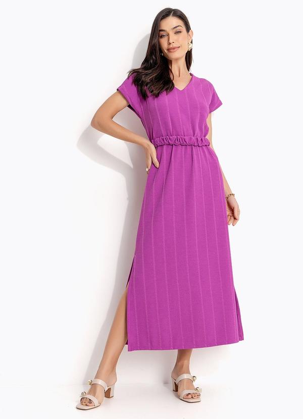 Vestido Roxo em Malha Texturizada
