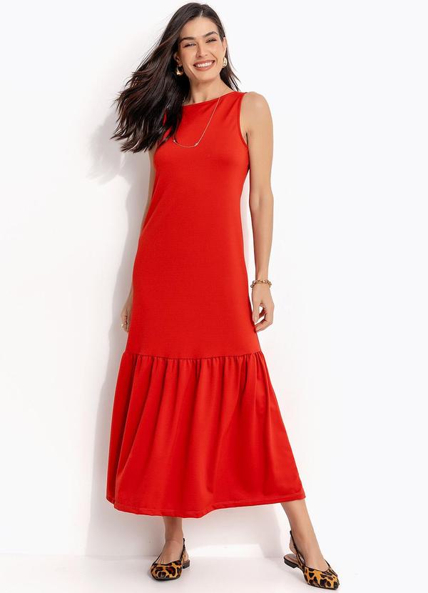 Vestido Vermelho em Malha Crepe