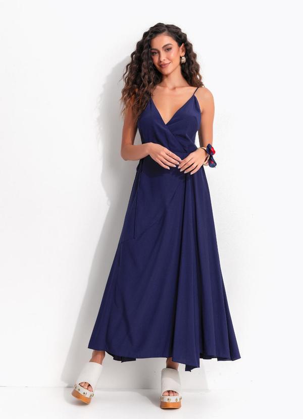 Vestido Transpasse Longo Azul