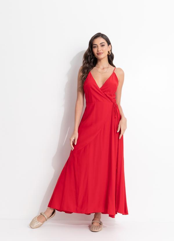 Vestido Transpasse Longo Vermelho
