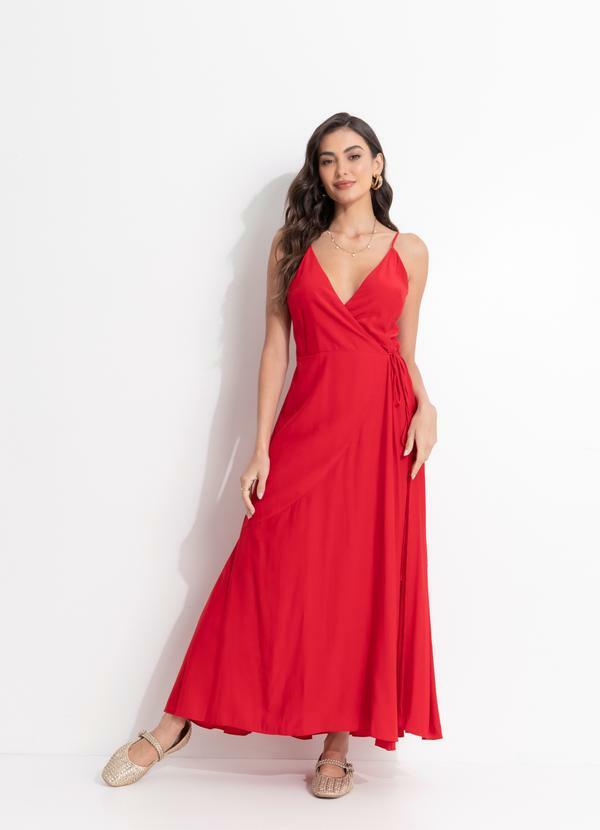 Vestido Transpasse Longo Vermelho