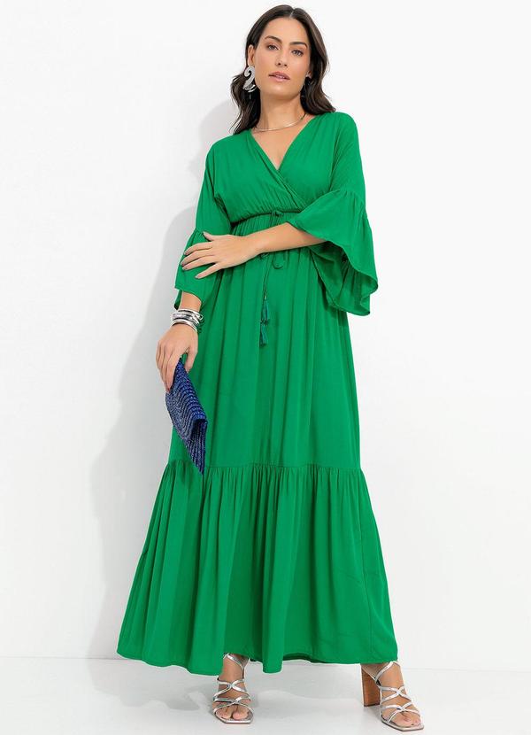 Vestido Verde em Viscose Plana